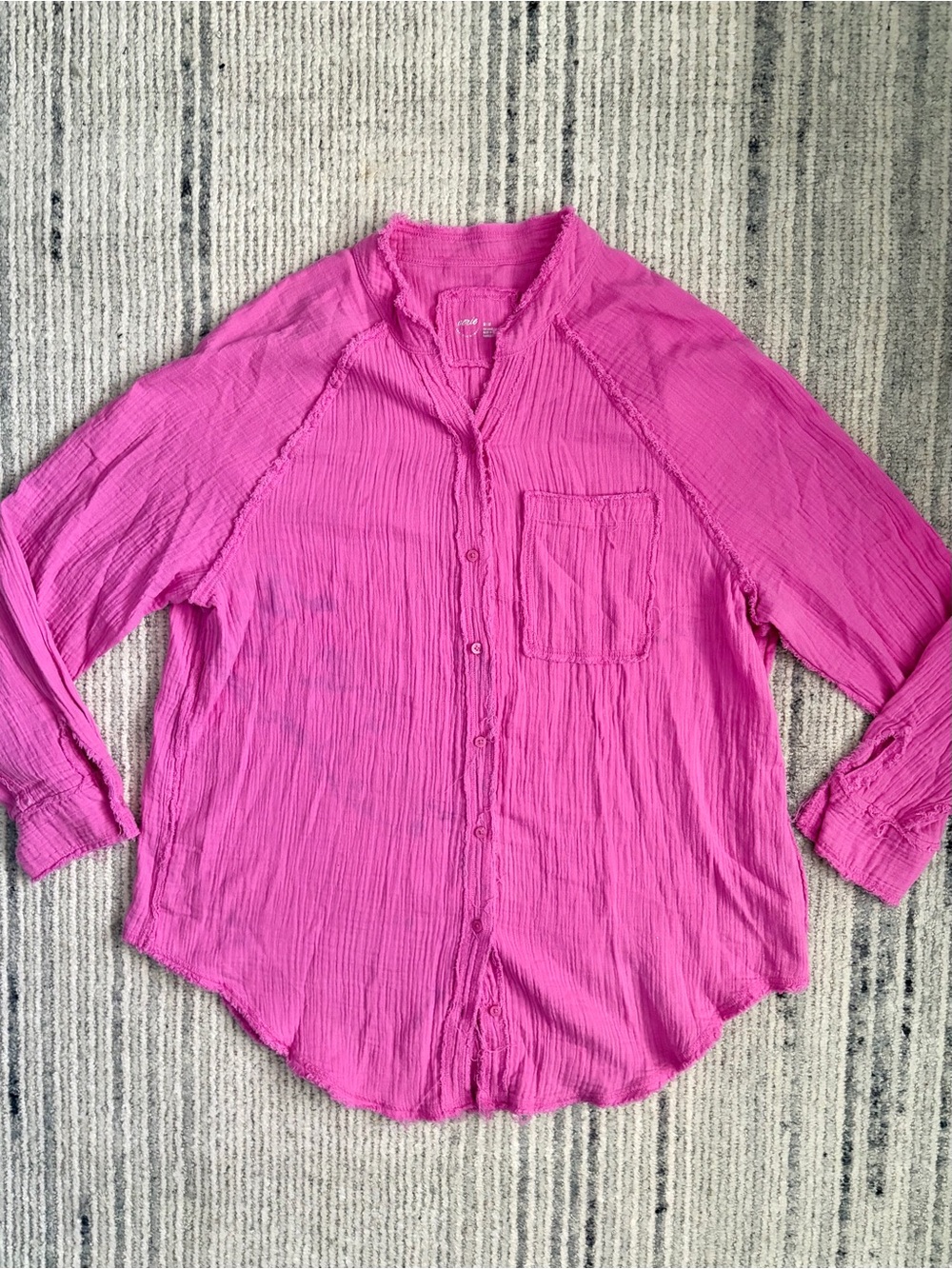 aerie Women's Button-Down Shirt in Bright Fuchsia Pink